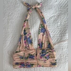Zara Floral Top with Pink and Blue Hues